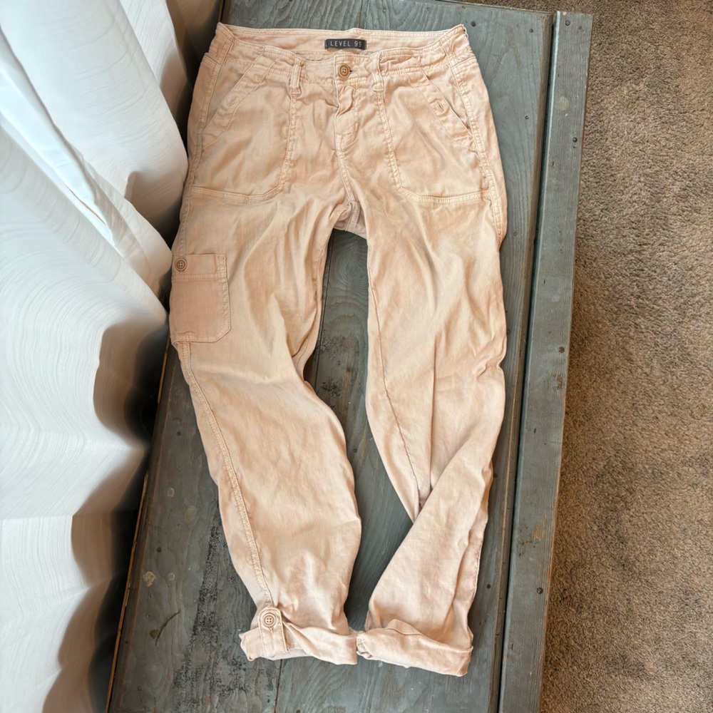 Level 99 Women's Light Beige Cargo-Style Pants
